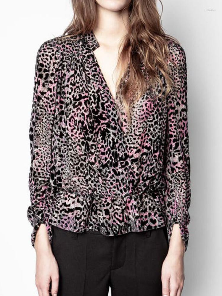 Women's Blouses 2023 Spring Summer Waist Elastic Pink Purple Leopard Flock Sleeves V Neck Shirt, A shirt
Women's Blouses 2023 Spring Summer Waist Elastic Pink Purple Leopard Flock Sleeves V Neck Shirt, A shirt