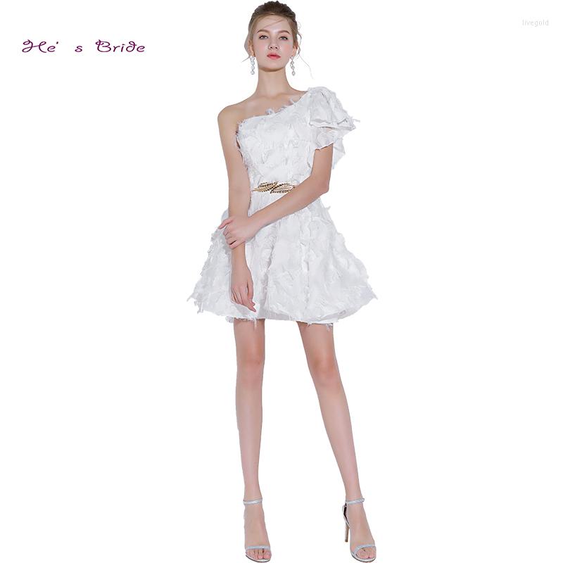 Party Dresses He's Bride White Elegant Cocktail Dress One Shoulder Short Sleeves A-line Fethers Simple Mini Formal Vestidos, Gray
Party Dresses He's Bride White Elegant Cocktail Dress One Shoulder Short Sleeves A-line Fethers Simple Mini Formal Vestidos, Gray