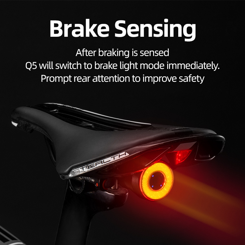 Bike Lights ROCKBROS Bicycle Smart Auto Brake Sensing IPx6 Waterproof LED Charging Cycling Taillight Rear Accessories Q5 230204