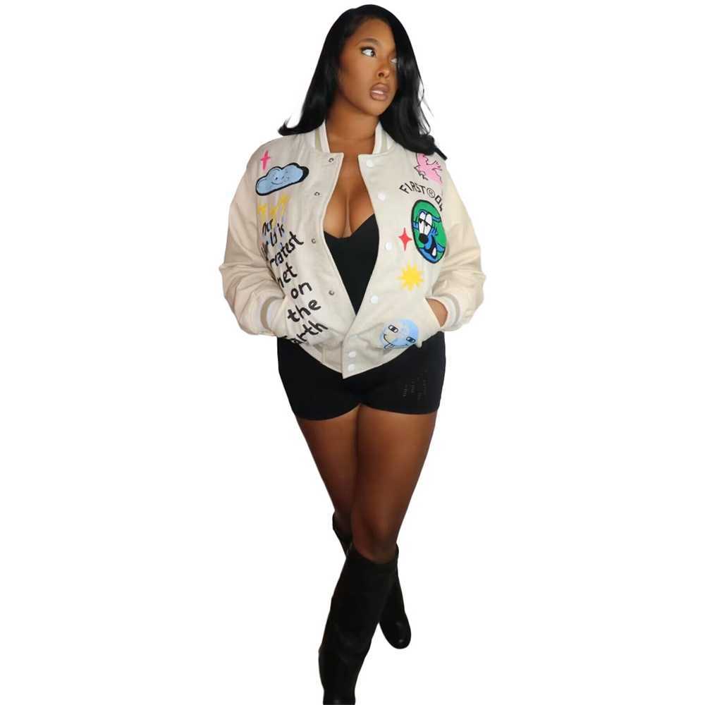 Women Jackets Designer 2023 New Double Layer Thread Positioning Printing Wool elastic Pu Leather Sleeve Coat 3 Colours
