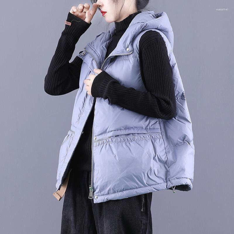 Women' Vests Hooded White Duck Down Waistcoat Jacket Fashion Autumn Winter Loose Warm Sleeveless Coat Solid Casual All-match Womens Vest, Grey
Women' Vests Hooded White Duck Down Waistcoat Jacket Fashion Autumn Winter Loose Warm Sleeveless Coat Solid Casual All-match Womens Vest, Grey