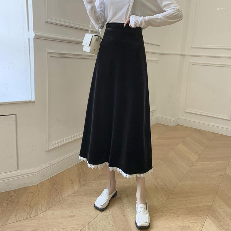 Skirts Vintage Velvet Long Skirt Women High Waist Slim A-line Pleated Autumn Office Lady Elegant Temperament Faldas De Mujer, Black
Skirts Vintage Velvet Long Skirt Women High Waist Slim A-line Pleated Autumn Office Lady Elegant Temperament Faldas De Mujer, Black