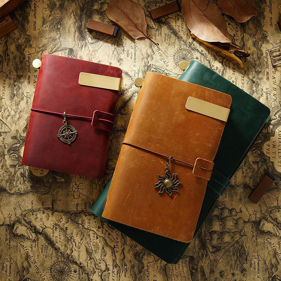 Notepads Moterm 100% Genuine Leather Notebook Handmade Vintage Cowhide Diary Journal Sketchbook Planner TN Travel Notebook Cover 230203