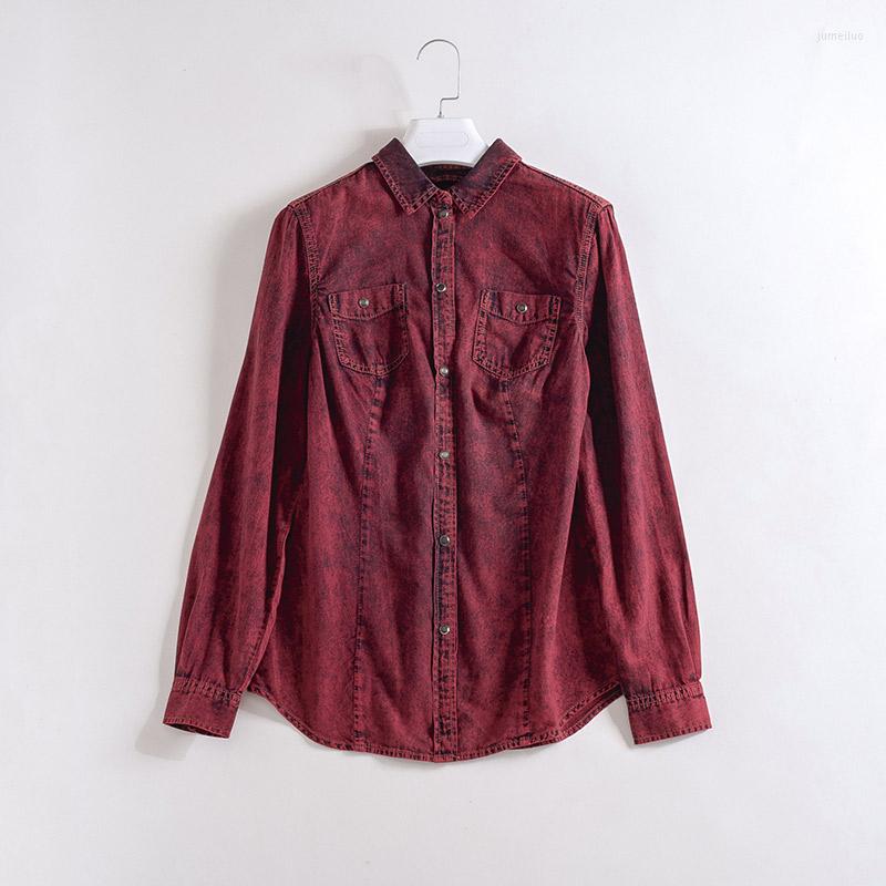 Women's Polos Clearance Est Cotton Denim Shirt Women Fashion Turn Down Collar Jeans Blouse For Woman Stylish Office Lady Shirts Spring, Claret
Women's Polos Clearance Est Cotton Denim Shirt Women Fashion Turn Down Collar Jeans Blouse For Woman Stylish Office Lady Shirts Spring, Claret