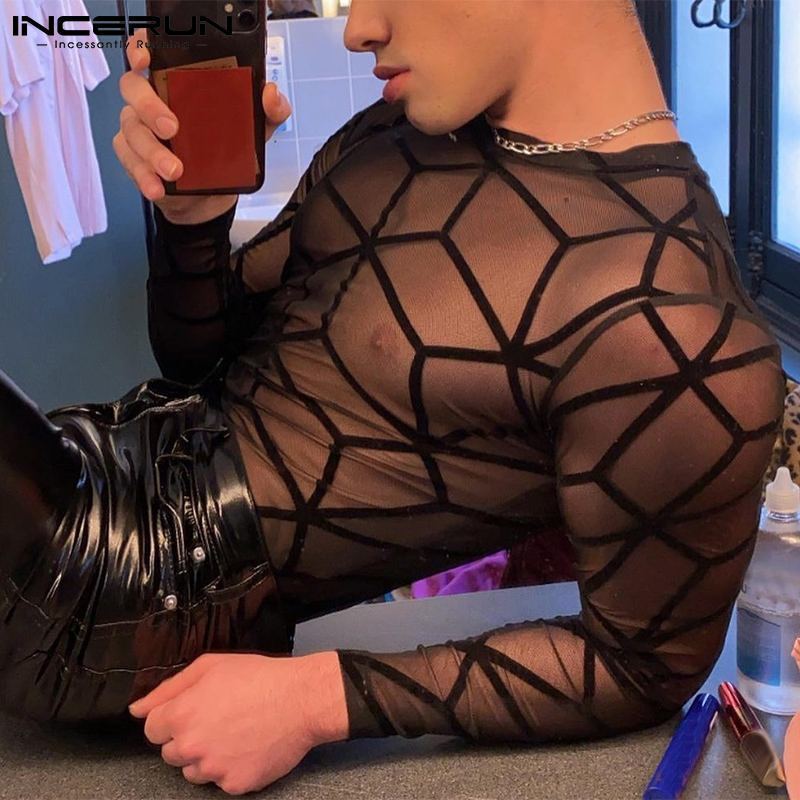 Men's T-Shirts Men T Shirt Printed O-neck Long Sleeve Mesh Transparent Streetwear Sexy Party Nightclub Tee Tops Men Clothing INCERUN S- 230203, Black
Men's T-Shirts Men T Shirt Printed O-neck Long Sleeve Mesh Transparent Streetwear Sexy Party Nightclub Tee Tops Men Clothing INCERUN S- 230203, Black