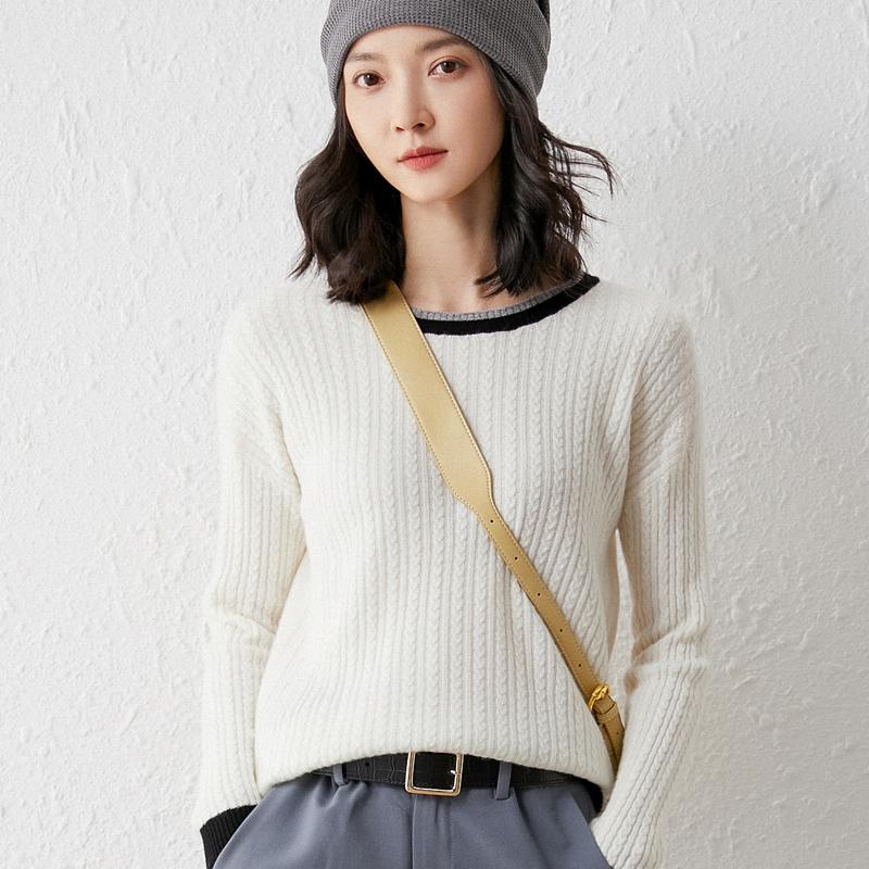 Women's Sweaters Autumn Winter Woman's Fashion Patchwork Round Collar Casual Long Sleeve Female Pullover Wool Knitted Tops, Bai
Women's Sweaters Autumn Winter Woman's Fashion Patchwork Round Collar Casual Long Sleeve Female Pullover Wool Knitted Tops, Bai