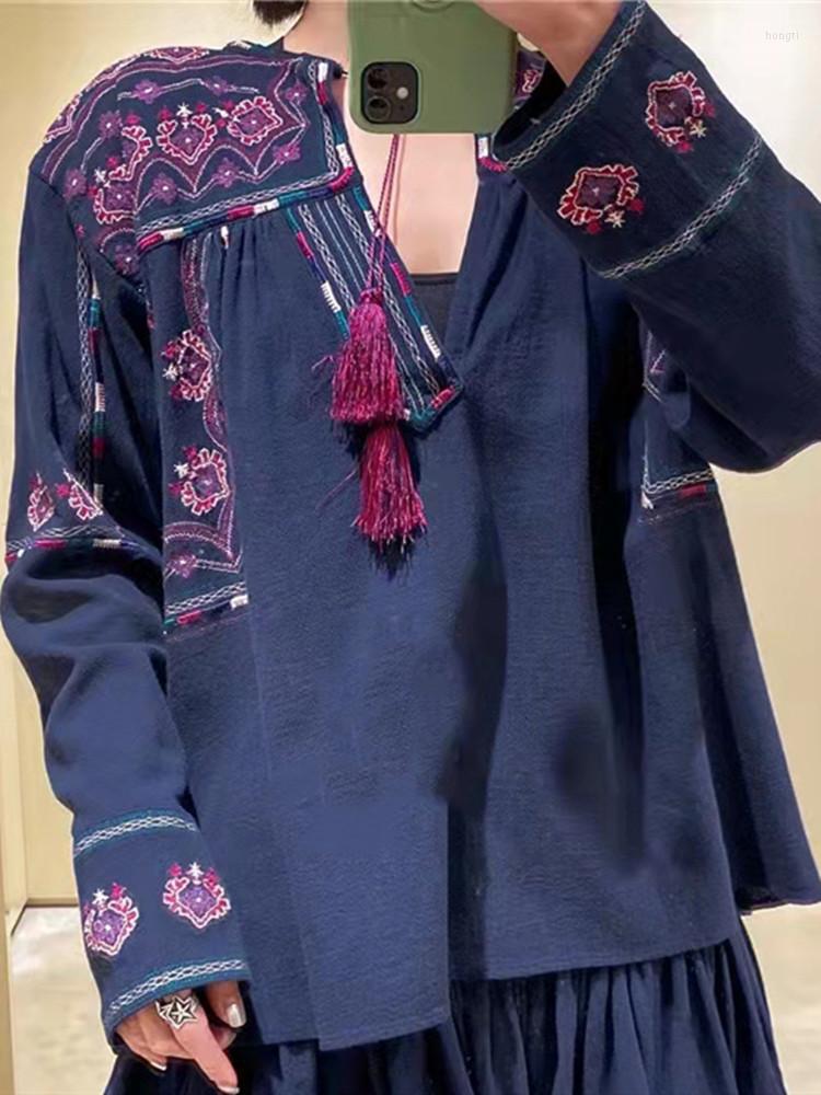 Women' Blouses 2023 Spring V-Neck Embroidery Blouse Vintage Asymmetrical Ladies Fringe Long Sleeve Shirt And Tops, White
Women' Blouses 2023 Spring V-Neck Embroidery Blouse Vintage Asymmetrical Ladies Fringe Long Sleeve Shirt And Tops, White