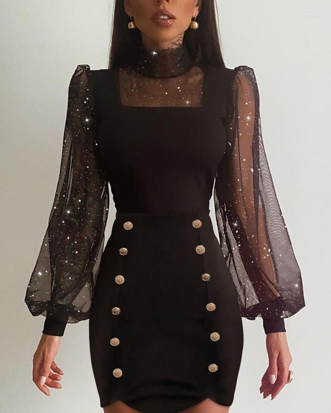 Casual Dresses Sexy For Women 2023 Elegant Office Lady Contrast Mesh Long Sleeve Puff High Neck Glitter Bodycon Mini Work Dress
Casual Dresses Sexy For Women 2023 Elegant Office Lady Contrast Mesh Long Sleeve Puff High Neck Glitter Bodycon Mini Work Dress