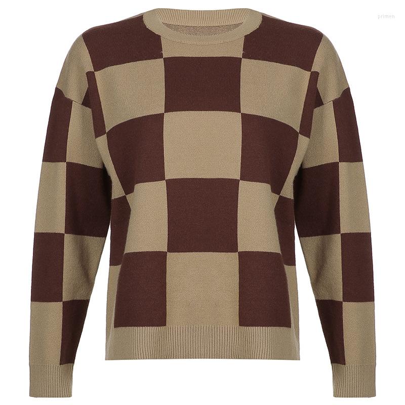 Women' Sweaters Plaid Color Matching Loose Streetwear Casual Long-sleeved Sweater, Blue
Women' Sweaters Plaid Color Matching Loose Streetwear Casual Long-sleeved Sweater, Blue