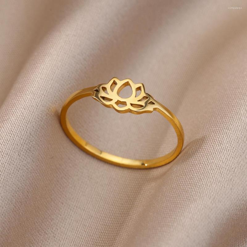 Wedding Rings Hollow Lotus Flower For Women Gold Color Stainless Steel Engagement Ring Female Jewelry Girlfriend Birthday Gift
Wedding Rings Hollow Lotus Flower For Women Gold Color Stainless Steel Engagement Ring Female Jewelry Girlfriend Birthday Gift