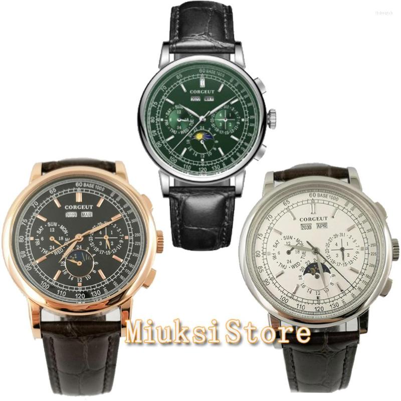 Wristwatches 42mm Rose Gold/Silver Automatic Men Watches Month Week Year Moon Phase Function Leather Strap Pink/Blue/Black/Whit Dial, Multicolor
Wristwatches 42mm Rose Gold/Silver Automatic Men Watches Month Week Year Moon Phase Function Leather Strap Pink/Blue/Black/Whit Dial, Multicolor