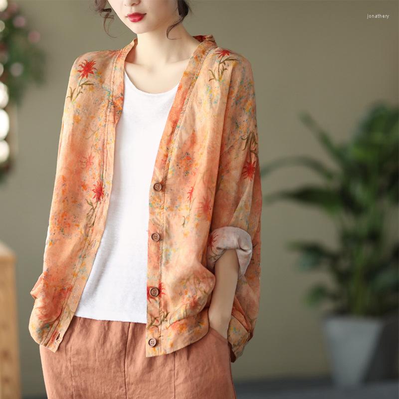 Women's Blouses Spring Summer Vintage Floral Cardigan And Tops For Ladies Long Sleeved 2023 Casual Soft V Neck Cotton Ramie Shirts Femme, Khaki
Women's Blouses Spring Summer Vintage Floral Cardigan And Tops For Ladies Long Sleeved 2023 Casual Soft V Neck Cotton Ramie Shirts Femme, Khaki