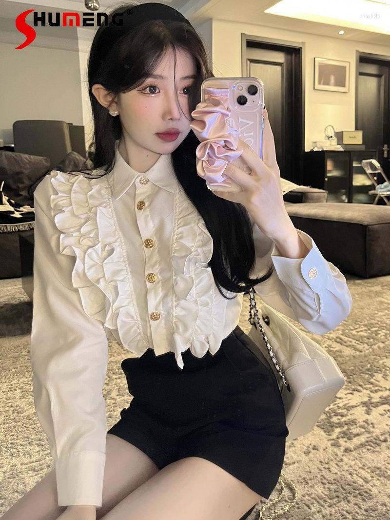 Women' Blouses French Style Ruffled Long Sleeve White Shirt Women' Autumn And Winter High-End Design Sense Niche Chic Short Top
Women' Blouses French Style Ruffled Long Sleeve White Shirt Women' Autumn And Winter High-End Design Sense Niche Chic Short Top