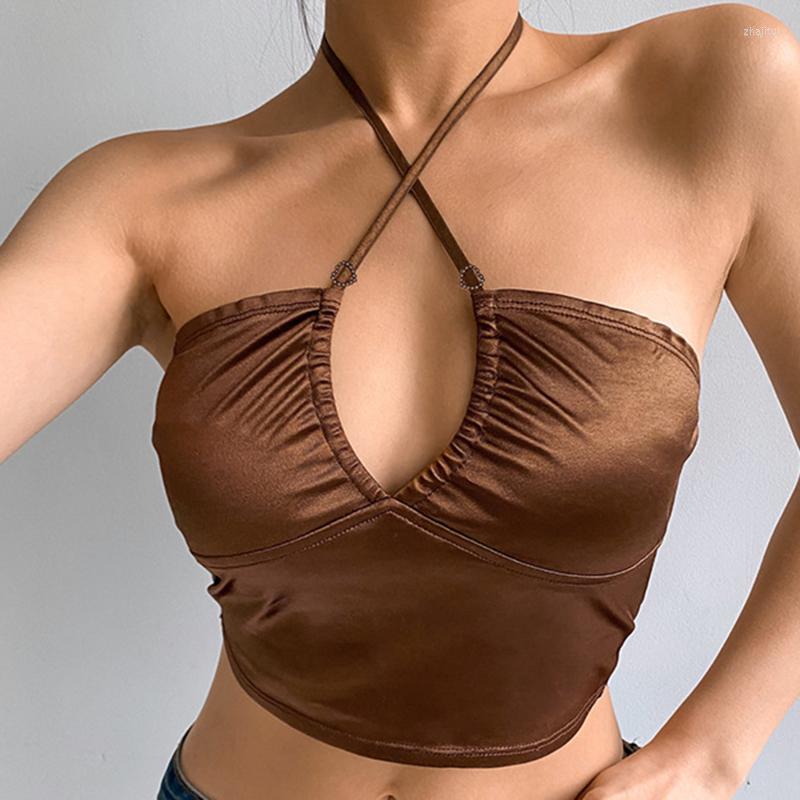 Women' Tanks Sexy Strappy Brown Halter Crop Top Women Summer Backless Cami Tops Tees Ladies Fashion Fitness Camisole Party
Women' Tanks Sexy Strappy Brown Halter Crop Top Women Summer Backless Cami Tops Tees Ladies Fashion Fitness Camisole Party