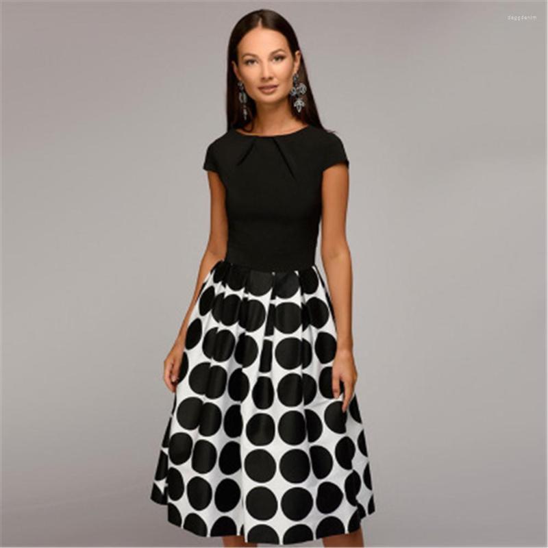 Party Dresses Vintage Women Wave Point Dress Short Sleeve Patchwork A-line Casual Spring Summer Black Red Blue Vestido
Party Dresses Vintage Women Wave Point Dress Short Sleeve Patchwork A-line Casual Spring Summer Black Red Blue Vestido