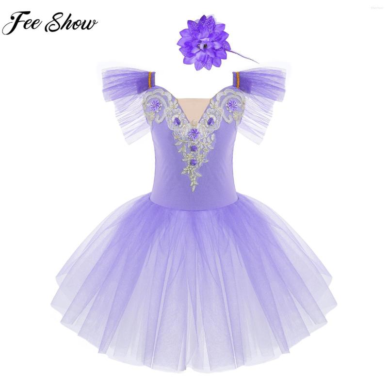Stage Wear Children Girls Ballet Dance Dress Ballerina Performance Dancewear Flying Sleeve Lace Flower Mesh Leotard Tutu With Headdress, White
Stage Wear Children Girls Ballet Dance Dress Ballerina Performance Dancewear Flying Sleeve Lace Flower Mesh Leotard Tutu With Headdress, White