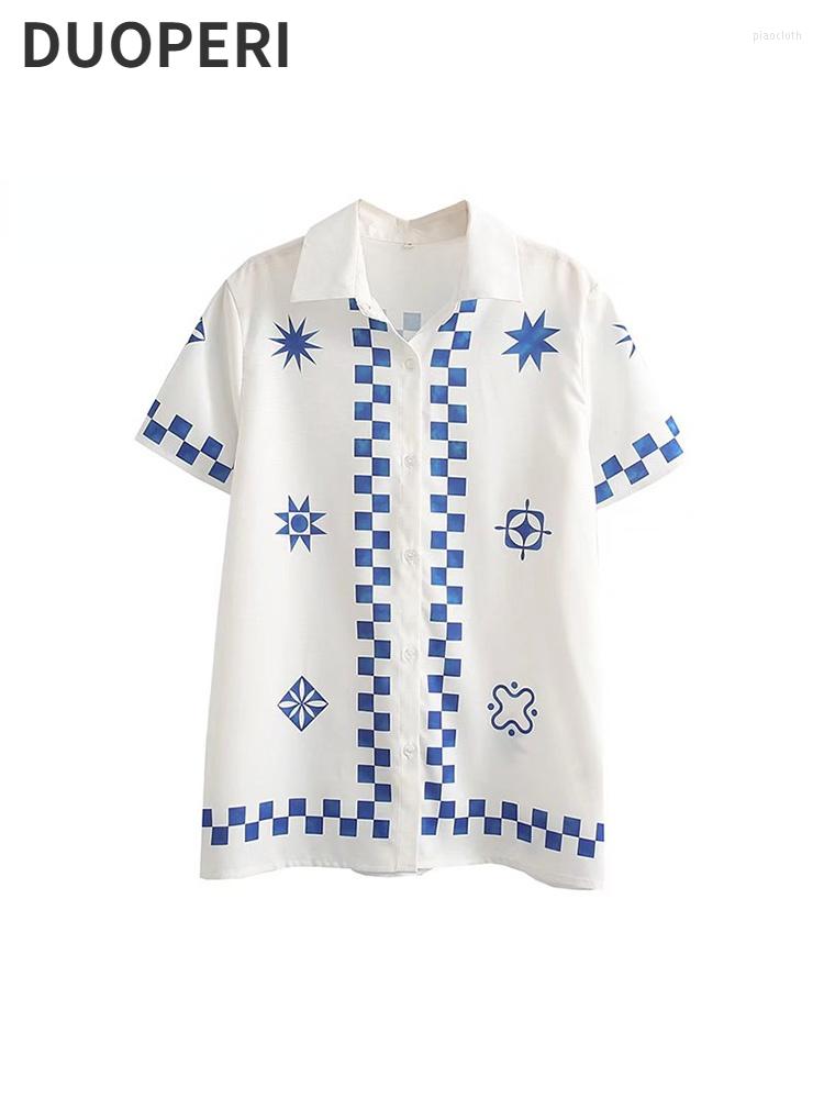 Women's Blouses DUOPERI Women Fashion Printed Single Breasted Blouse Vintage Lapel Neck Short Sleeves Female Chic Lady Shirts, Print
Women's Blouses DUOPERI Women Fashion Printed Single Breasted Blouse Vintage Lapel Neck Short Sleeves Female Chic Lady Shirts, Print