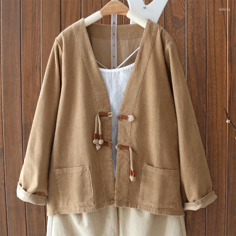 Women's Jackets Khaki Jacket Women Loose Chinese Style Button Cardigan V Neck Pocket Outerwear Long Sleeve Autumn Corduroy Coats Solid, Black
Women's Jackets Khaki Jacket Women Loose Chinese Style Button Cardigan V Neck Pocket Outerwear Long Sleeve Autumn Corduroy Coats Solid, Black