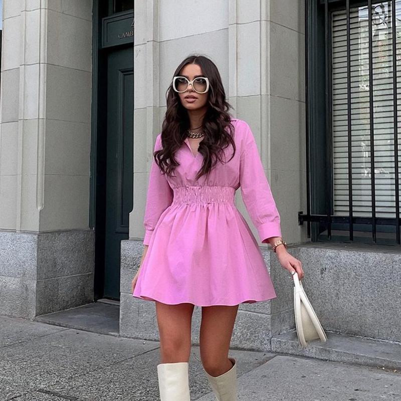 Casual Dresses 2023 Autumn Fashion Elegant Pink V-neck Elastic Waist Women Mini Dress Long Sleeve A-Line Cute Female For Party Vocation
Casual Dresses 2023 Autumn Fashion Elegant Pink V-neck Elastic Waist Women Mini Dress Long Sleeve A-Line Cute Female For Party Vocation