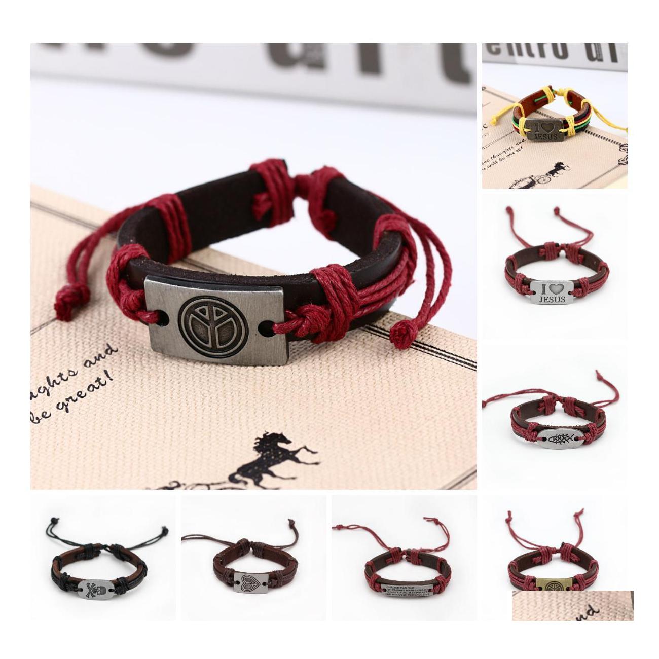 Charm Bracelets Punk Hand Made Bangles Gold Head Wristband Cuff Leather Bracelet For Men Nanashop Drop Delivery Jewelry Dho8M
Charm Bracelets Punk Hand Made Bangles Gold Head Wristband Cuff Leather Bracelet For Men Nanashop Drop Delivery Jewelry Dho8M