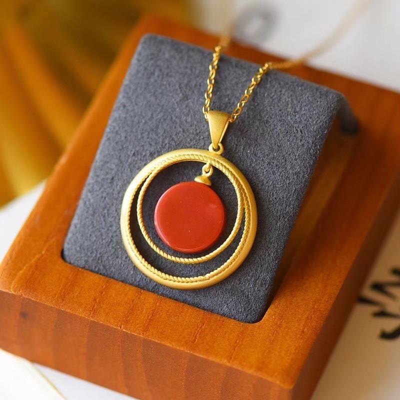Chains Ancient Gold Craftsmanship Southern Red Tourmaline Circular Hollow Design Chinese Retro Crafts Ladies Jewelry
Chains Ancient Gold Craftsmanship Southern Red Tourmaline Circular Hollow Design Chinese Retro Crafts Ladies Jewelry
