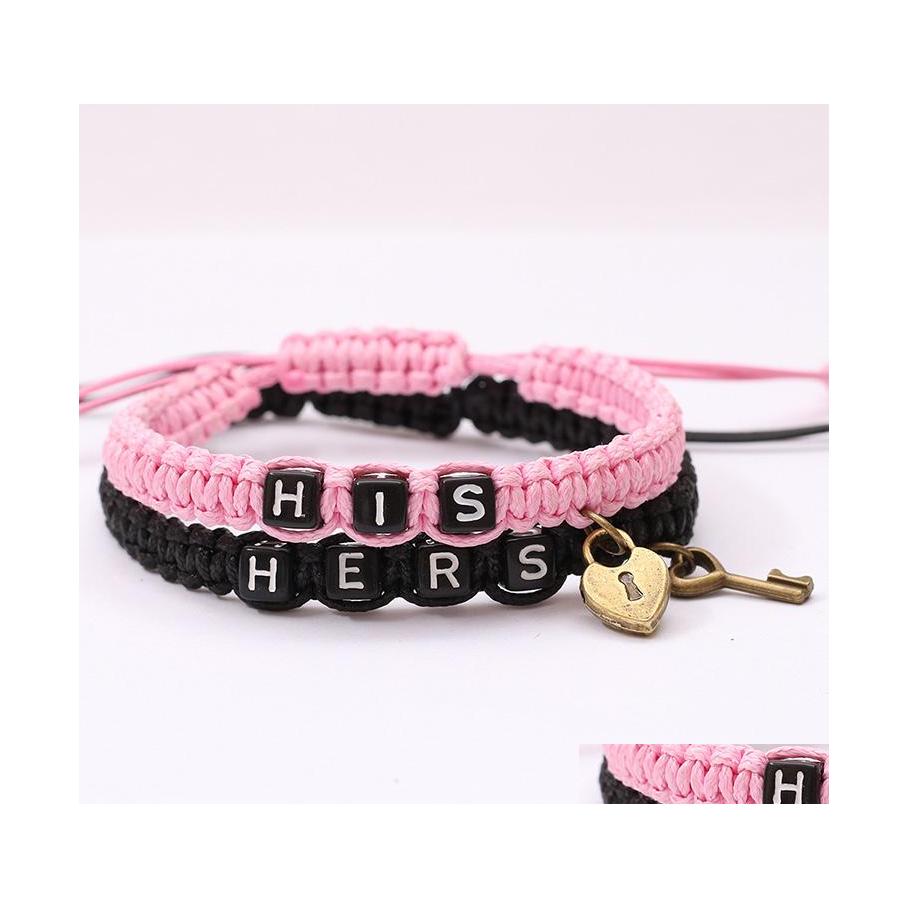 Charm Bracelets 2Pcs/Lot Hers And His Letter Lovers For Women Men Vintage Key Lock Braided Rope Bangle Fashion Couple Drop Delivery J Otl6S
Charm Bracelets 2Pcs/Lot Hers And His Letter Lovers For Women Men Vintage Key Lock Braided Rope Bangle Fashion Couple Drop Delivery J Otl6S
