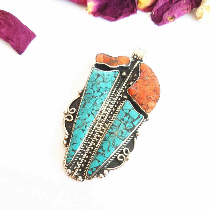 Pendant Necklaces TBP281 Tibetan Jewelry Pendants White Metal Copper Inlaid Colorful Stone Big From Nepal
Pendant Necklaces TBP281 Tibetan Jewelry Pendants White Metal Copper Inlaid Colorful Stone Big From Nepal
