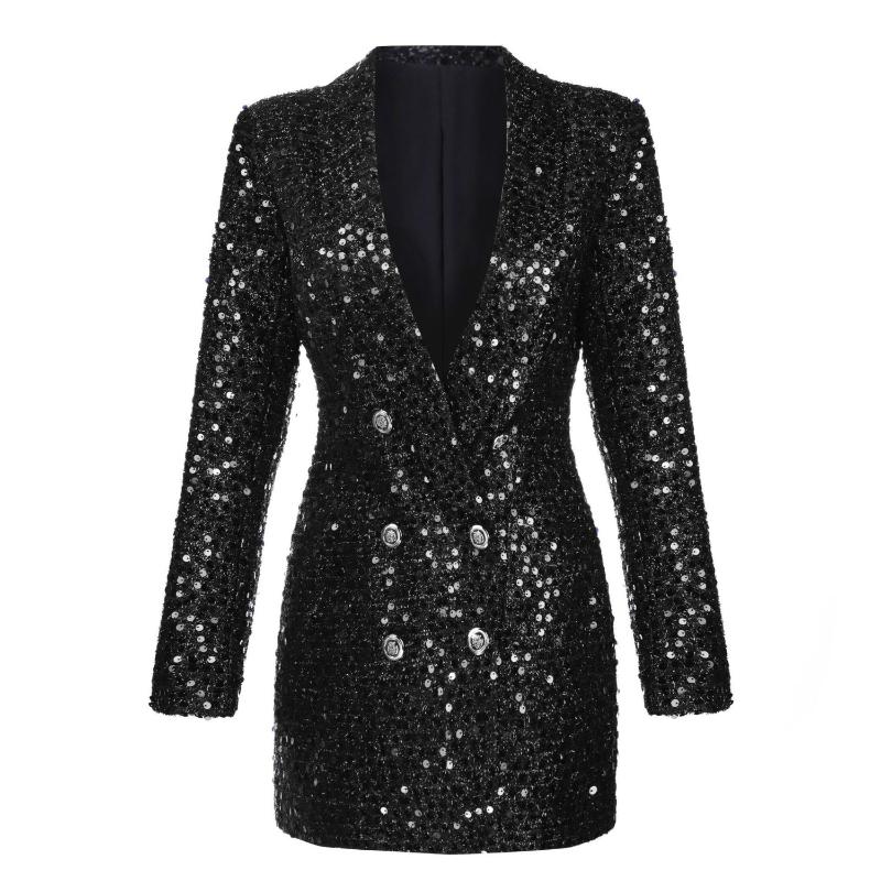 Women's Suits & Blazers Autumn Fashion Elegant Women Shawl Lapel Shiny Sequins Suit Jacket Female Double-breasted Long Coat Slim Fit Black
Women's Suits & Blazers Autumn Fashion Elegant Women Shawl Lapel Shiny Sequins Suit Jacket Female Double-breasted Long Coat Slim Fit Black