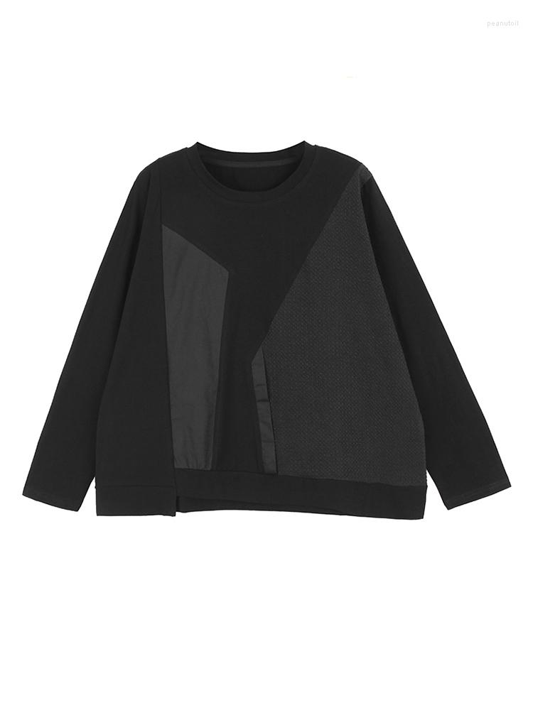 Women's T Shirts Women Black Color-block Big Size Casual T-shirt Round Neck Long Sleeve Fashion Tide Spring Autumn 2023 C622
Women's T Shirts Women Black Color-block Big Size Casual T-shirt Round Neck Long Sleeve Fashion Tide Spring Autumn 2023 C622