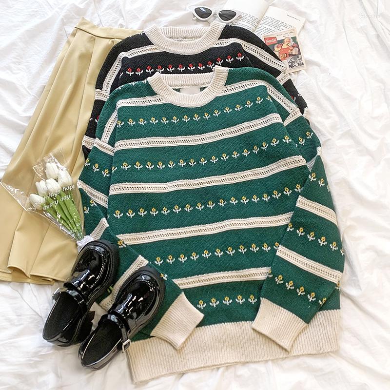Women's Sweaters Autumn Retro Green Striped Hollow Out Jacquard O Neck Loose Long Sleeve Knitted Sweater
Women's Sweaters Autumn Retro Green Striped Hollow Out Jacquard O Neck Loose Long Sleeve Knitted Sweater
