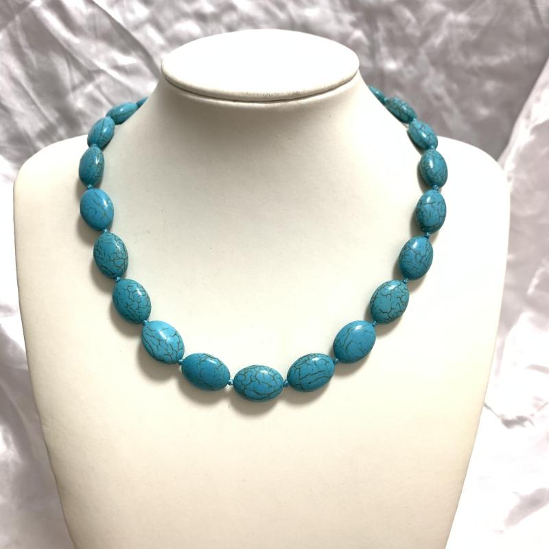 

Choker 2023 Ethnic Handmade Oval Strand Beads Pendants Necklace Collier Femme Women's Vintage Turquoises Statement Jewelry Gifts