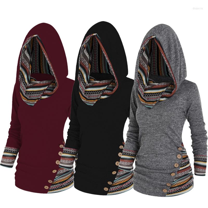 Women' T Shirts Tribal Stripe Panel Hooded Knit Top Pullovers Women Knitwear Long Sleeve Mock Button Ethnic Casual Hoodie Six Colors Choose, Blue
Women' T Shirts Tribal Stripe Panel Hooded Knit Top Pullovers Women Knitwear Long Sleeve Mock Button Ethnic Casual Hoodie Six Colors Choose, Blue