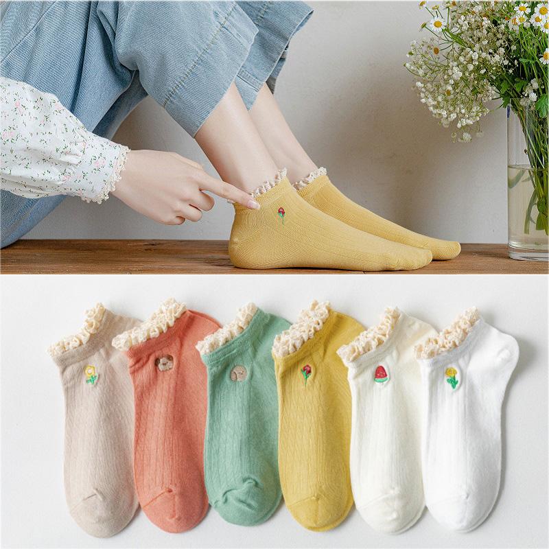 Women Socks 1 Pair Ankle Soft Comfortable Lace Printed Cotton Casual Fashion Solid Color Simplicity Style Girl Short, Color-4
Women Socks 1 Pair Ankle Soft Comfortable Lace Printed Cotton Casual Fashion Solid Color Simplicity Style Girl Short, Color-4