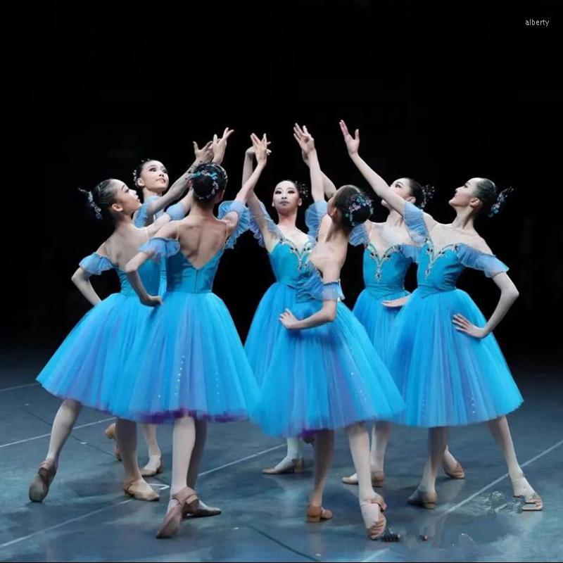 Stage Wear Long Romantic Ballet Tutu Blue Dress Performance Clothes Swan Lake Ballerine Femme Children Girls Fairy Costume
Stage Wear Long Romantic Ballet Tutu Blue Dress Performance Clothes Swan Lake Ballerine Femme Children Girls Fairy Costume