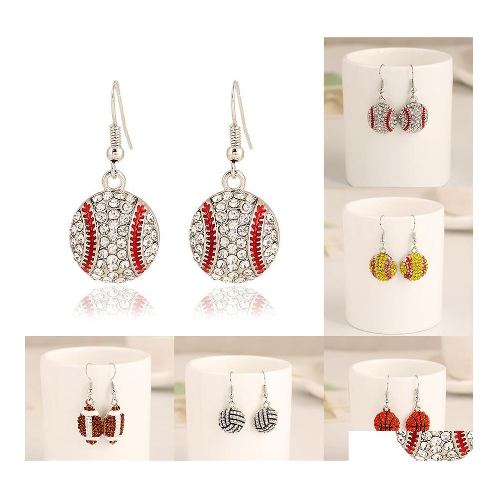 Dangle Chandelier Women Sports Drop Earrings Crystal Ball Softball Baseball Basketball Volleyball Rugby Football Soccer For Female Ots2I
Dangle Chandelier Women Sports Drop Earrings Crystal Ball Softball Baseball Basketball Volleyball Rugby Football Soccer For Female Ots2I