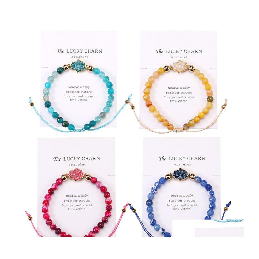 Beaded Strands Druzy Resin Hamsa Hand Bracelet For Women 6Mm Beads String Rope Chains Lucky Stone Charm Mens Handmade Jewelry With Otavy
Beaded Strands Druzy Resin Hamsa Hand Bracelet For Women 6Mm Beads String Rope Chains Lucky Stone Charm Mens Handmade Jewelry With Otavy