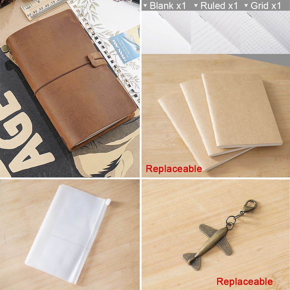 Notepads Moterm 100% Genuine Leather Notebook Handmade Vintage Cowhide Diary Journal Sketchbook Planner TN Travel Notebook Cover 230203