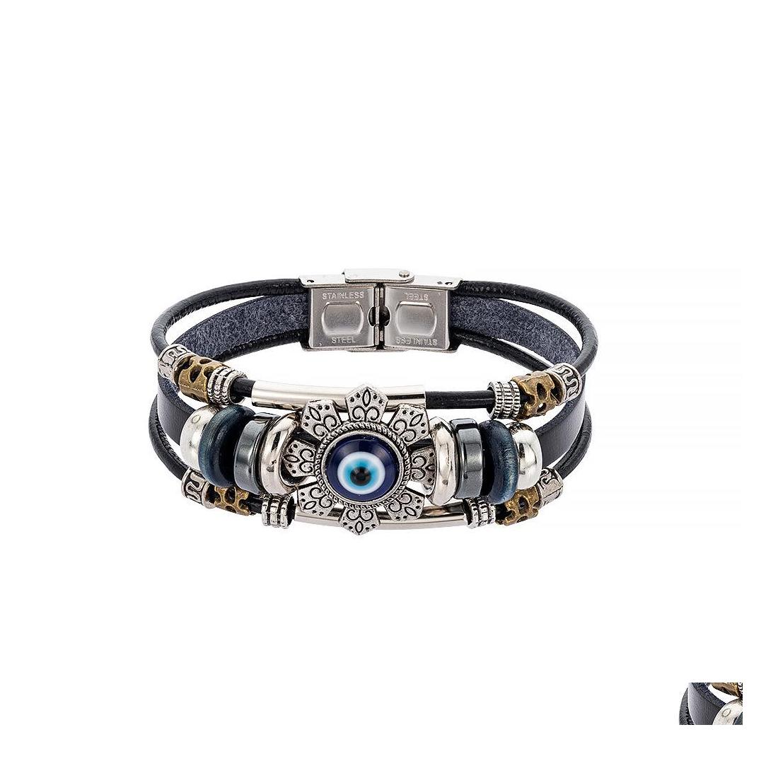 Charm Bracelets Punk Lucky Eye Turkish Evil For Men Women Handmade Jewelry Mtilayer Black Leather Bangle Female Gift Drop Delivery Otsg6
Charm Bracelets Punk Lucky Eye Turkish Evil For Men Women Handmade Jewelry Mtilayer Black Leather Bangle Female Gift Drop Delivery Otsg6