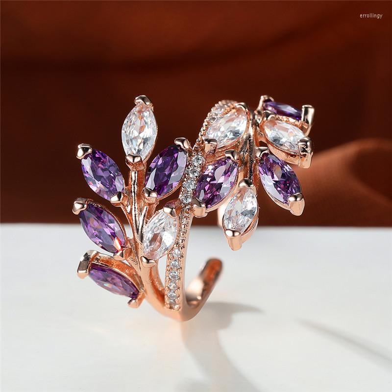 Wedding Rings Luxury Female Purple Zircon Stone Open Ring Promise Rose Gold Color Wheat Engagement Vintage For Women
Wedding Rings Luxury Female Purple Zircon Stone Open Ring Promise Rose Gold Color Wheat Engagement Vintage For Women