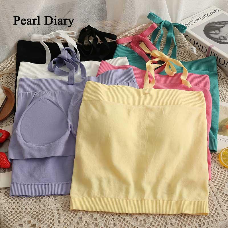 Women's Tanks Pearl Diary Korean Fashion Bowknot Frenulum Halter Small Vest Pure Colour Slash Neck Sexy Crop Tops Chic Short Slim Top Women, White
Women's Tanks Pearl Diary Korean Fashion Bowknot Frenulum Halter Small Vest Pure Colour Slash Neck Sexy Crop Tops Chic Short Slim Top Women, White