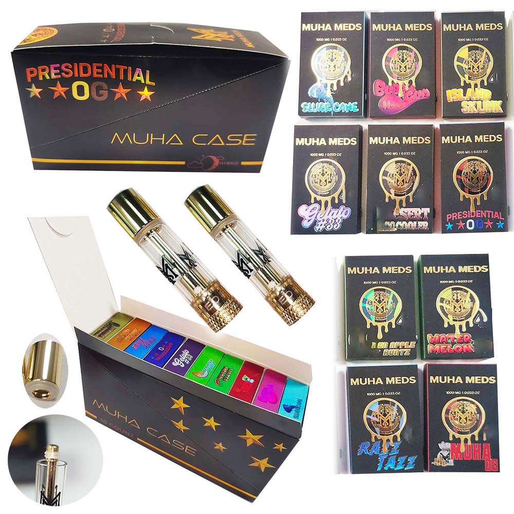 New MUHA MEDS Vape Cartridges E Cigarettes Gold Atomizer Pod Ceramic Coil 0.8ml Carts Glass Tank with Packaging Box Fit 510 Thread E-Cig Vaporizer Pen Battery
New MUHA MEDS Vape Cartridges E Cigarettes Gold Atomizer Pod Ceramic Coil 0.8ml Carts Glass Tank with Packaging Box Fit 510 Thread E-Cig Vaporizer Pen Battery