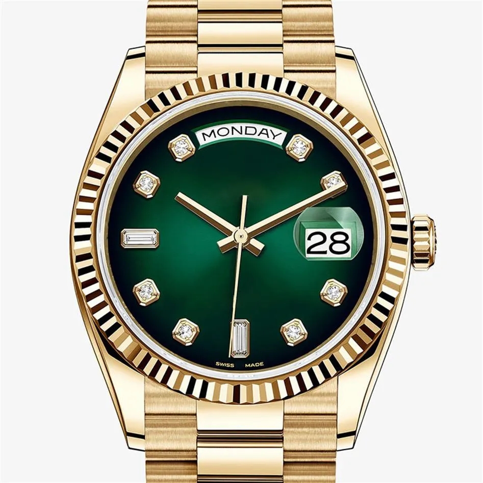 Original box certificate Gold President Male Watches Day Date white dial Watch Men Stainless Dia Bezel Automatic WristWatch 2023