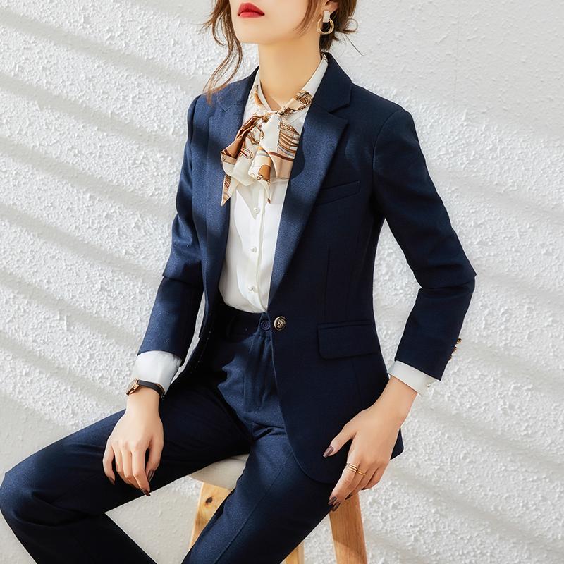 Two Piece Dress Korean Women In Autumn And Winter Formal Work Clothes; Jacket Trousers Apricot Business Suit Womens Two-piece PantsTwo