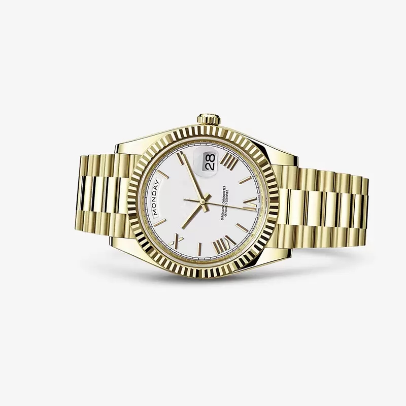 Original box certificate Gold President Male Watches Day Date white dial Watch Men Stainless Dia Bezel Automatic WristWatch 2023