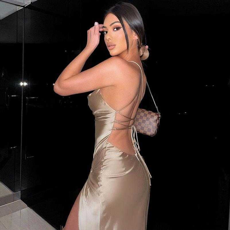 Womens Autumn Fashion Dress Sexy Backless Lace Up Slim Fit Split Wholesale