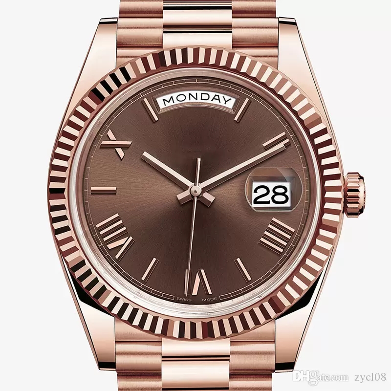 Original box certificate Gold President Male Watches Day Date white dial Watch Men Stainless Dia Bezel Automatic WristWatch 2023