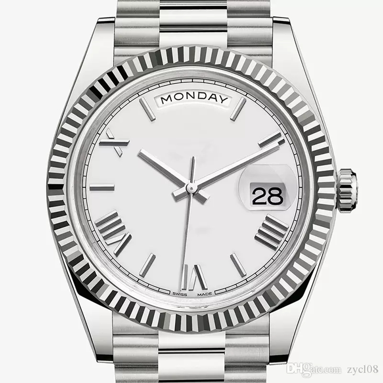 Original box certificate Gold President Male Watches Day Date white dial Watch Men Stainless Dia Bezel Automatic WristWatch 2023