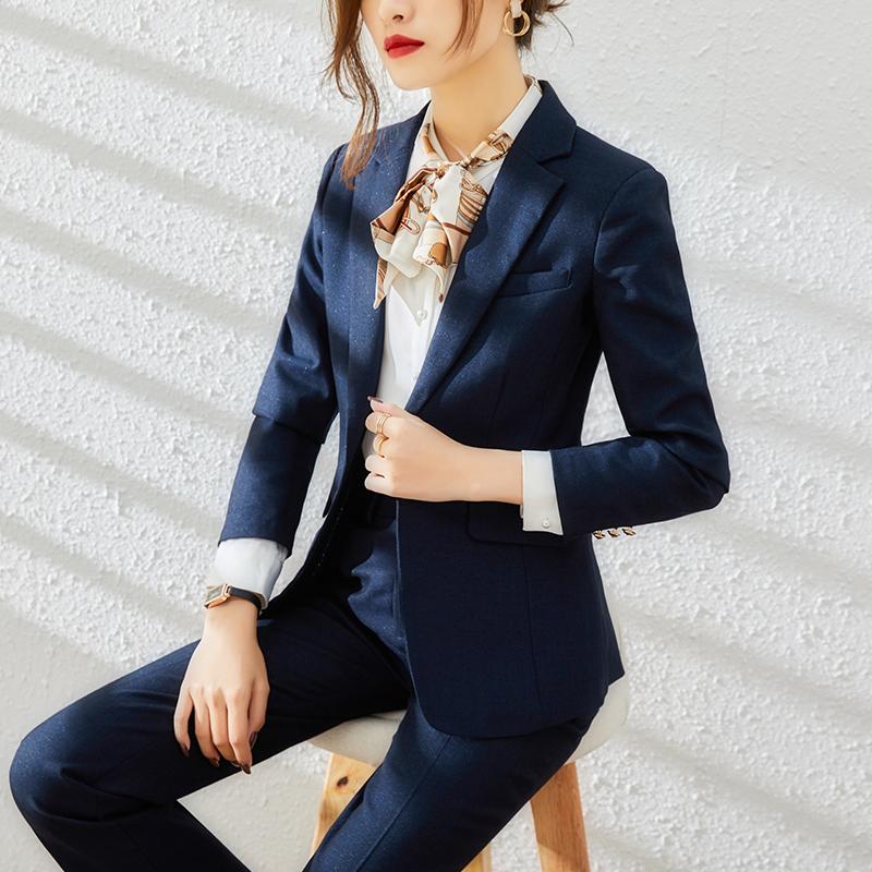 Two Piece Dress Korean Women In Autumn And Winter Formal Work Clothes; Jacket Trousers Apricot Business Suit Womens Two-piece PantsTwo