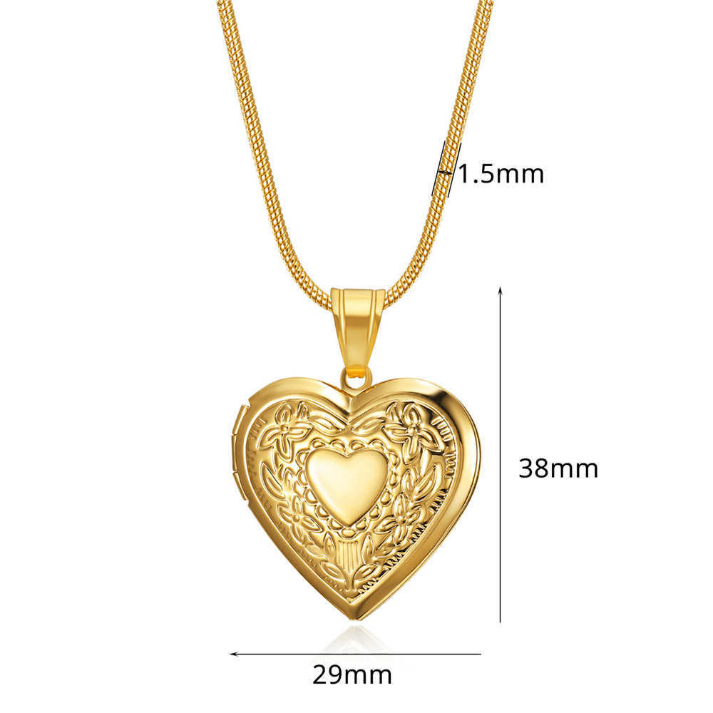 Pendant Necklaces Choker Photo Frame Necklaces Stainless Steel Chain Picture Women Necklaces Heart Locket Pendant Family Image Annivers Gift Z260120