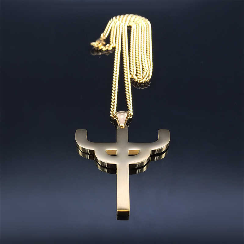 Gothic Judas Priest Symbol Stainless Steel Necklace Women/Men Gold Color Saint Pendant Necklaces Jewelry gargantilla NXH369S06 0206 - view 4